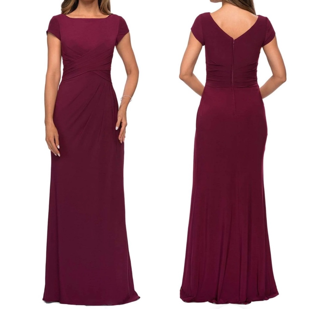 La Femme Burgundy Maxi Dress